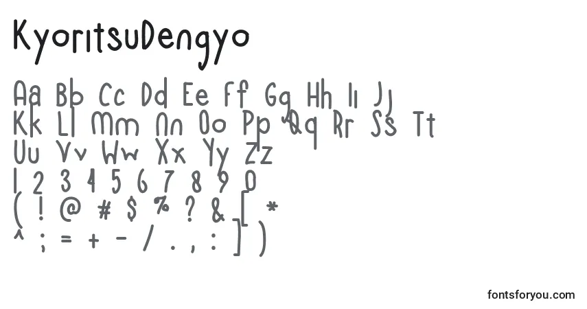 Czcionka KyoritsuDengyo – alfabet, cyfry, specjalne znaki