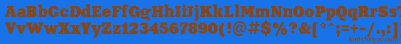 フォントAardvark85 – 茶色の文字が青い背景にあります。