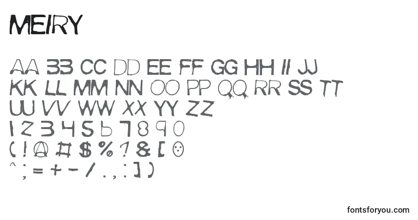 Шрифт Meiry – алфавит, цифры, специальные символы