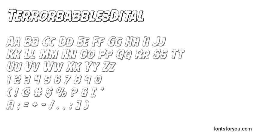 Шрифт Terrorbabble3Dital – алфавит, цифры, специальные символы