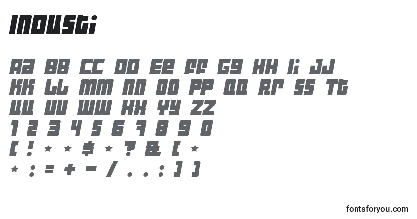 Шрифт Industi – алфавит, цифры, специальные символы