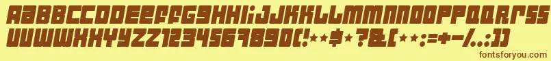 フォントIndusti – 茶色の文字が黄色の背景にあります。