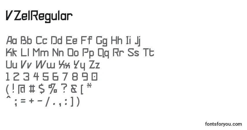 Czcionka VZelRegular – alfabet, cyfry, specjalne znaki