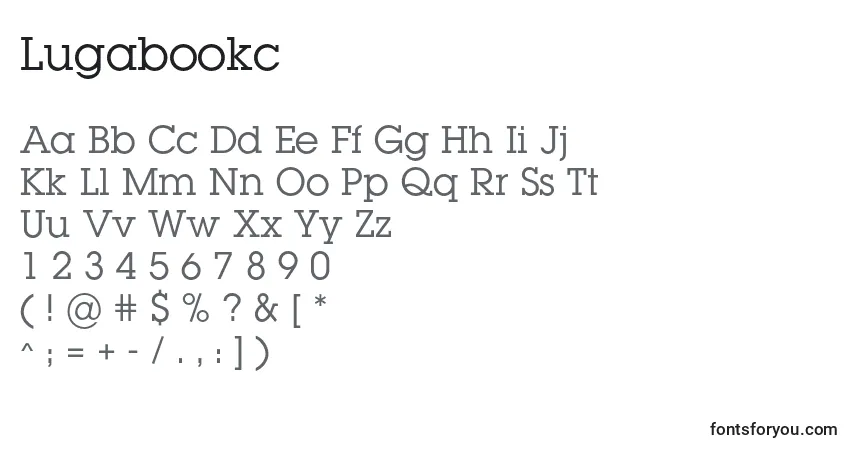 Schriftart Lugabookc – Alphabet, Zahlen, spezielle Symbole