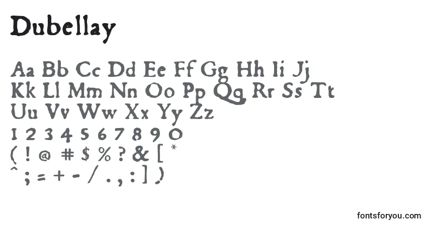 Czcionka Dubellay – alfabet, cyfry, specjalne znaki