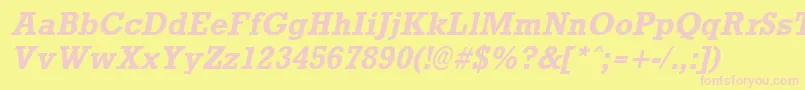 RockneyBoldItalic Font – Pink Fonts on Yellow Background