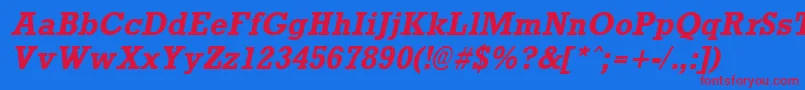 RockneyBoldItalic Font – Red Fonts on Blue Background