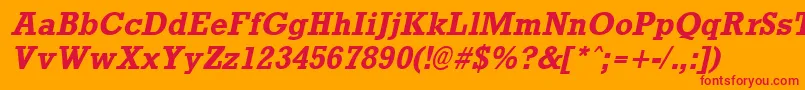 RockneyBoldItalic Font – Red Fonts on Orange Background