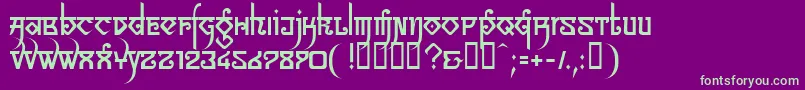 フォントLinotypeSansara – 紫の背景に緑のフォント