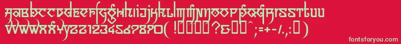 フォントLinotypeSansara – 赤い背景に緑の文字