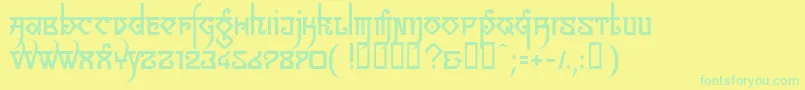 フォントLinotypeSansara – 黄色い背景に緑の文字