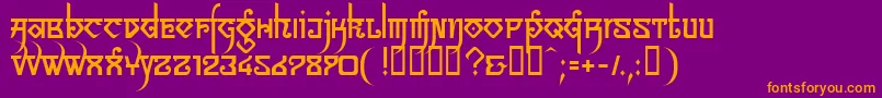 フォントLinotypeSansara – 紫色の背景にオレンジのフォント