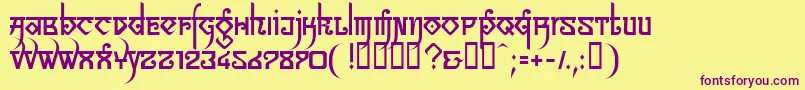 LinotypeSansara Font – Purple Fonts on Yellow Background