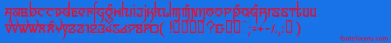 フォントLinotypeSansara – 赤い文字の青い背景