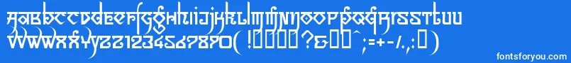 Czcionka LinotypeSansara – białe czcionki na niebieskim tle