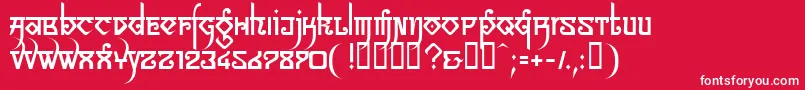 LinotypeSansara-fontti – valkoiset fontit punaisella taustalla