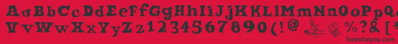 フォントOde2PasteUpPlus – 赤い背景に黒い文字