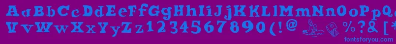 フォントOde2PasteUpPlus – 紫色の背景に青い文字