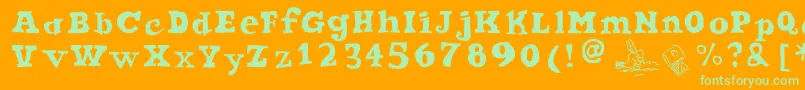 Ode2PasteUpPlus Font – Green Fonts on Orange Background