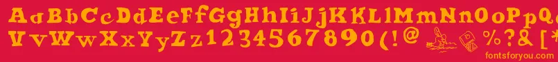 フォントOde2PasteUpPlus – 赤い背景にオレンジの文字