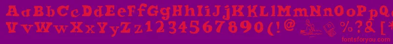 Ode2PasteUpPlus Font – Red Fonts on Purple Background