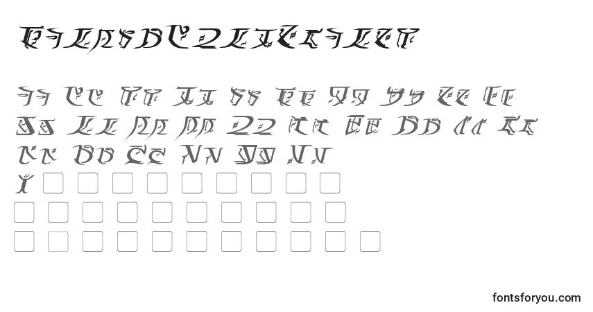 Шрифт FalmerBoldItalic – алфавит, цифры, специальные символы