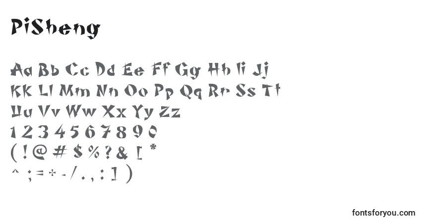 Schriftart PiSheng – Alphabet, Zahlen, spezielle Symbole