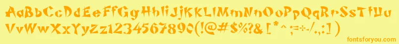 PiSheng-Schriftart – Orangefarbene Schriften auf gelbem Hintergrund