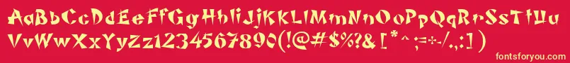 フォントPiSheng – 黄色の文字、赤い背景