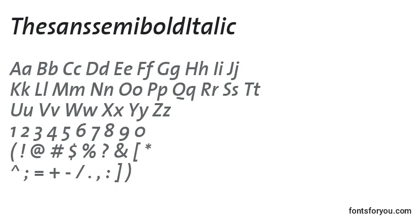 A fonte ThesanssemiboldItalic – alfabeto, números, caracteres especiais