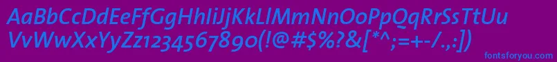 ThesanssemiboldItalic Font – Blue Fonts on Purple Background
