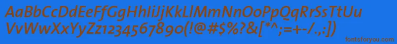 ThesanssemiboldItalic Font – Brown Fonts on Blue Background