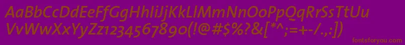 ThesanssemiboldItalic-fontti – ruskeat fontit violetilla taustalla