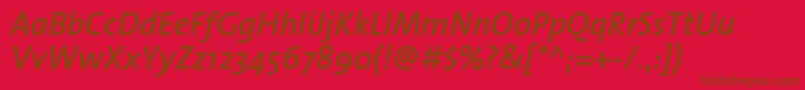 ThesanssemiboldItalic-fontti – ruskeat fontit punaisella taustalla