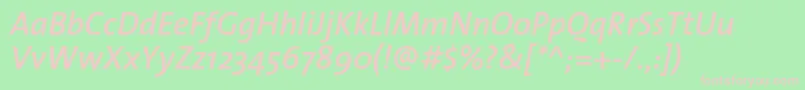 フォントThesanssemiboldItalic – 緑の背景にピンクのフォント