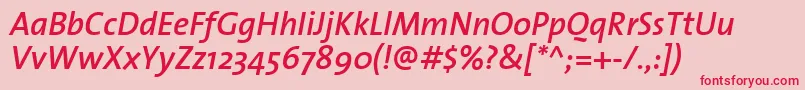フォントThesanssemiboldItalic – ピンクの背景に赤い文字