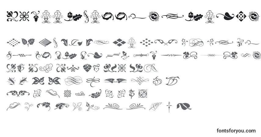 Schriftart Typeembellishmentsone – Alphabet, Zahlen, spezielle Symbole