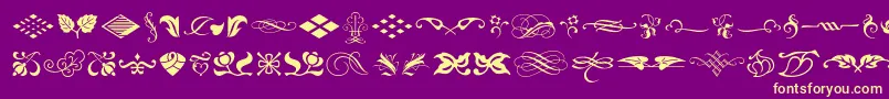 Typeembellishmentsoneフォントについての詳細 フォントTypeembellishmentsone – 紫の背景に黄色のフォント