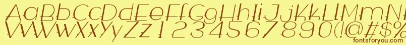 Fonte Wabeco Thinitalic – fontes marrons em um fundo amarelo