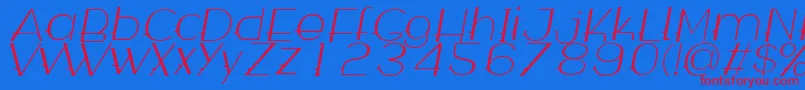 Wabeco Thinitalic Font – Red Fonts on Blue Background
