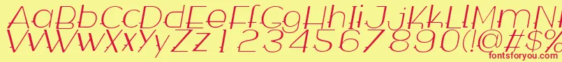 Wabeco Thinitalic-Schriftart – Rote Schriften auf gelbem Hintergrund