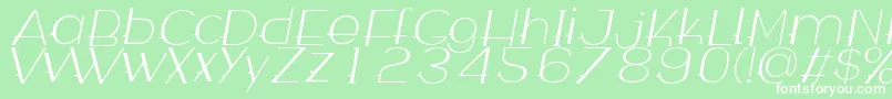 フォントWabeco Thinitalic – 緑の背景に白い文字