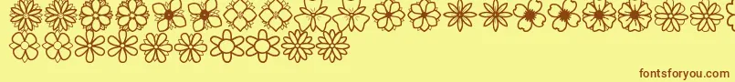 SecondFlowersSt Font – Brown Fonts on Yellow Background