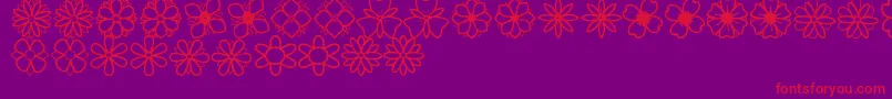 SecondFlowersSt-Schriftart – Rote Schriften auf violettem Hintergrund