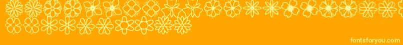 SecondFlowersSt Font – Yellow Fonts on Orange Background