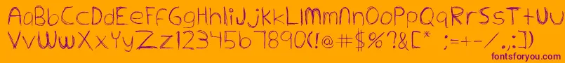 Extrafine-Schriftart – Violette Schriften auf orangefarbenem Hintergrund