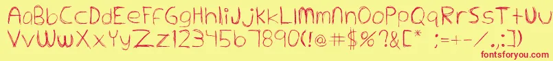 Extrafine-Schriftart – Rote Schriften auf gelbem Hintergrund