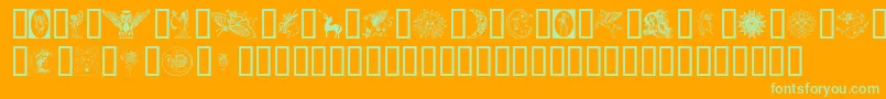 Thegoddess-Schriftart – Grüne Schriften auf orangefarbenem Hintergrund