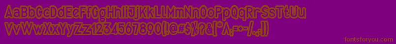 QuirkusOut-Schriftart – Braune Schriften auf violettem Hintergrund