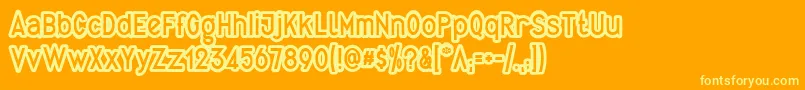 QuirkusOut-Schriftart – Gelbe Schriften auf orangefarbenem Hintergrund
